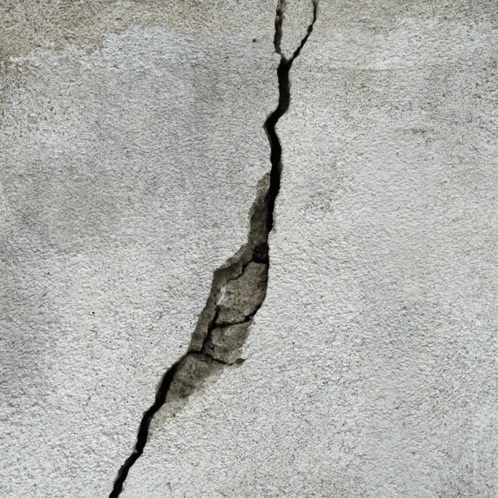 Structural cracks, greater than 5/16ths in width or vertical displacement