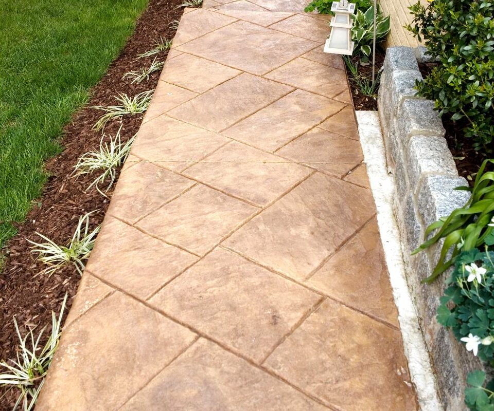 flagstone stamped concrete walkway