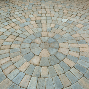 Concrete Pavers, Circular Pattern, Multicolor Paver Design